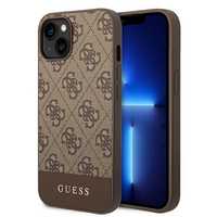 Guess Etui iPhone 14 / 15 / 13 6.1" Brązowe 4G Stripe