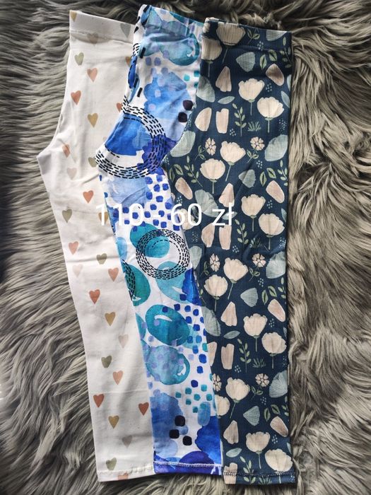 Rozmiar 110 3x no we legginsy spodnie getry dresowe prążkowane cienkie