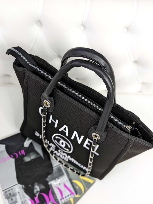 Сумка в стилі Chanel велика шопер чорна