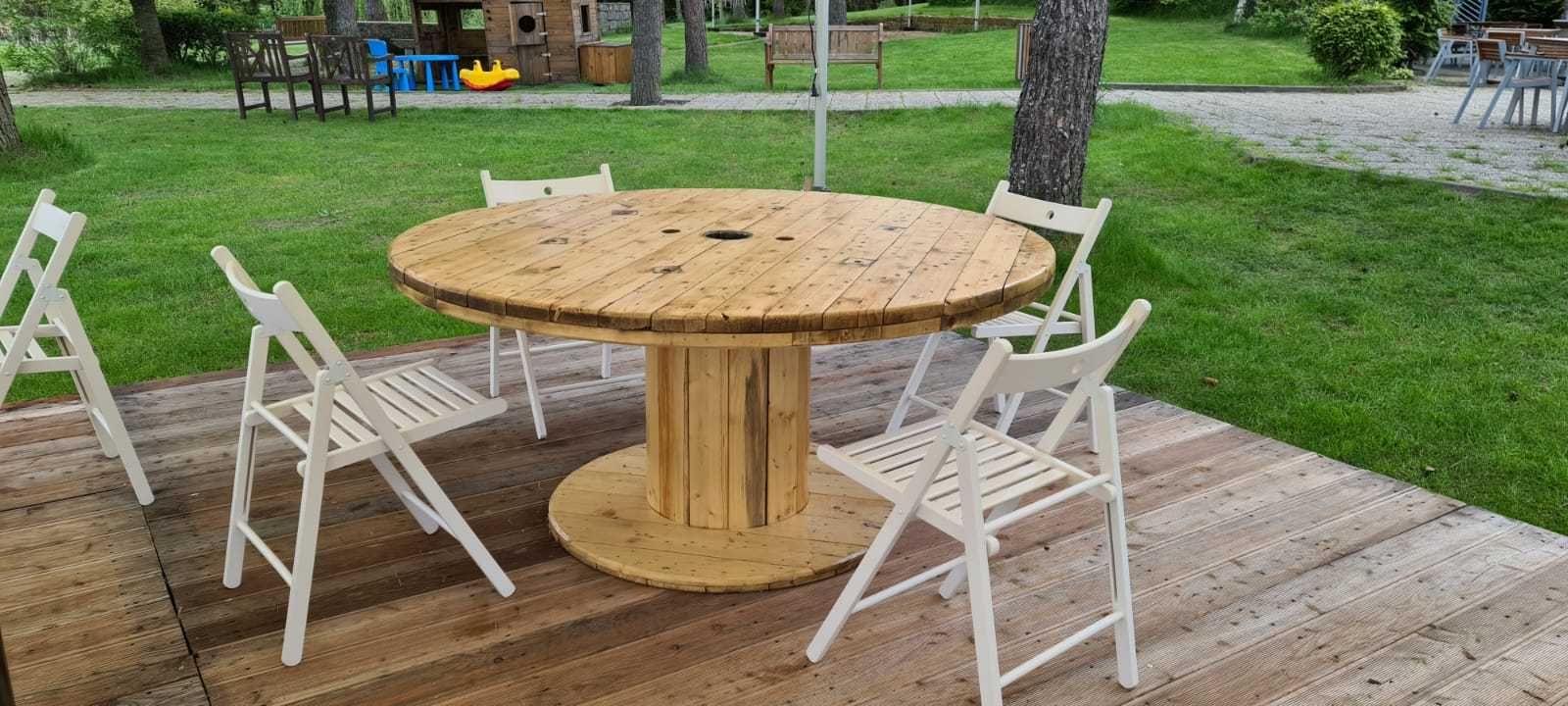 Stół, Blat za szpuli, 115cm, solidny, 4,5cm ładne drewno LOFT