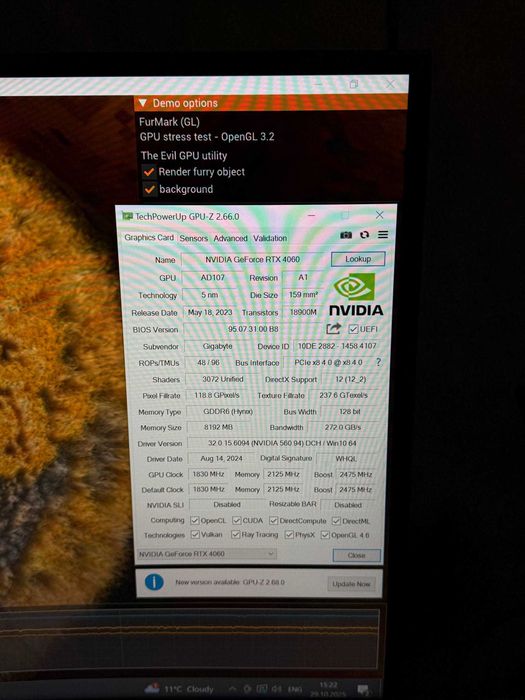 Відеокарта GiGABYTE NVIDIA RTX 4060 8GB Протестована !