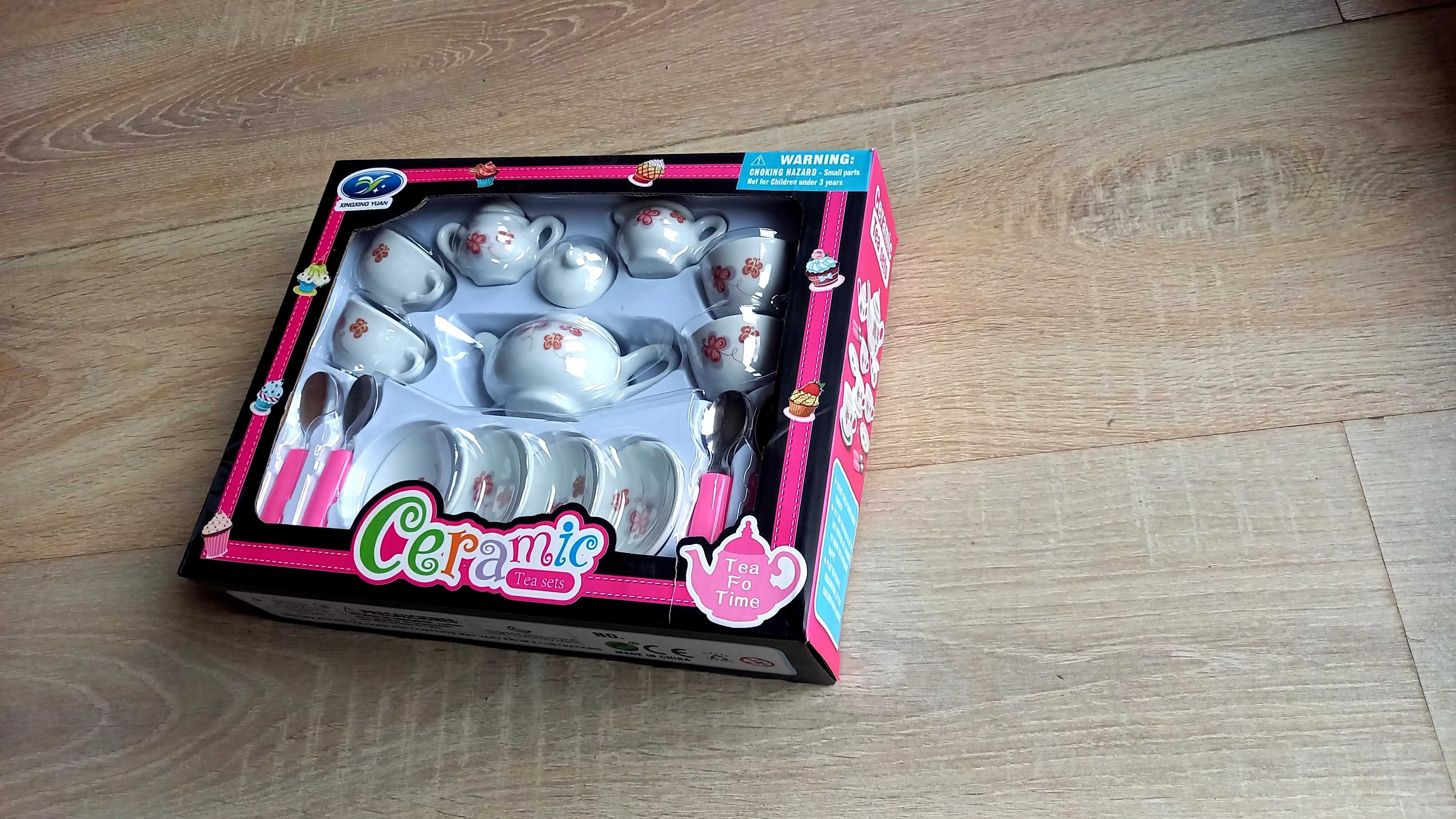 Ceramiczny mini zestaw do herabaty, kawowy, filiżanki dla lalek