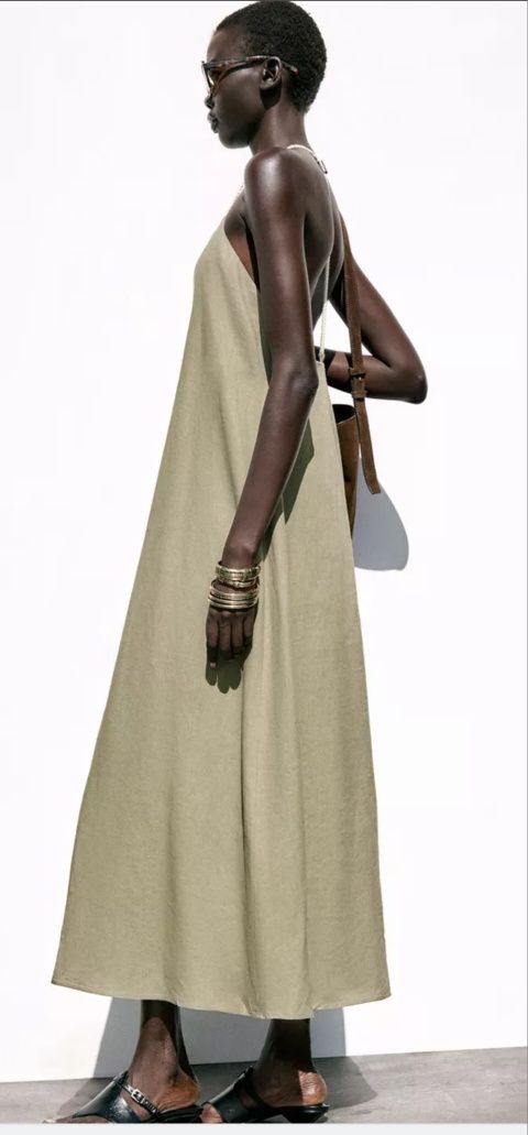 Сукня плаття сарафан на бретелях льон Zara