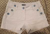 Spodenki H&M szorty damskie kieszonki elastyczne biało-niebieskie