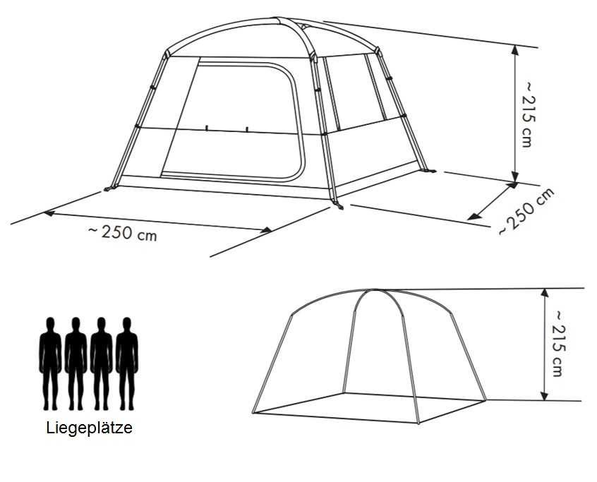 Namiot przedsionek 215cm dostawka 6os kemping przebieralnia jadalnia