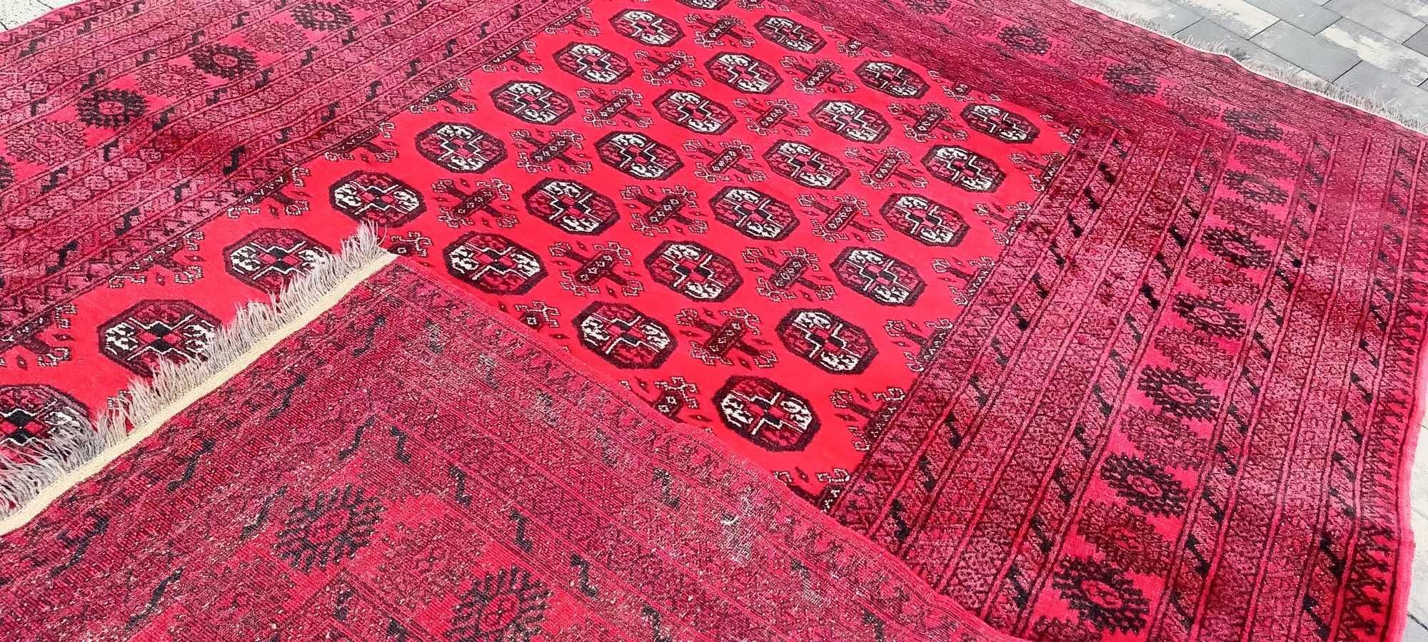 Afgan Turkmeński dywan wełniany 320 x 222 tkany ręcznie piękny