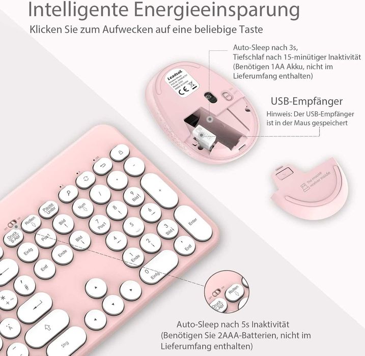 Zestaw bezprzewodowy klawiatura i mysz LeadsaiL układ QWERTZ