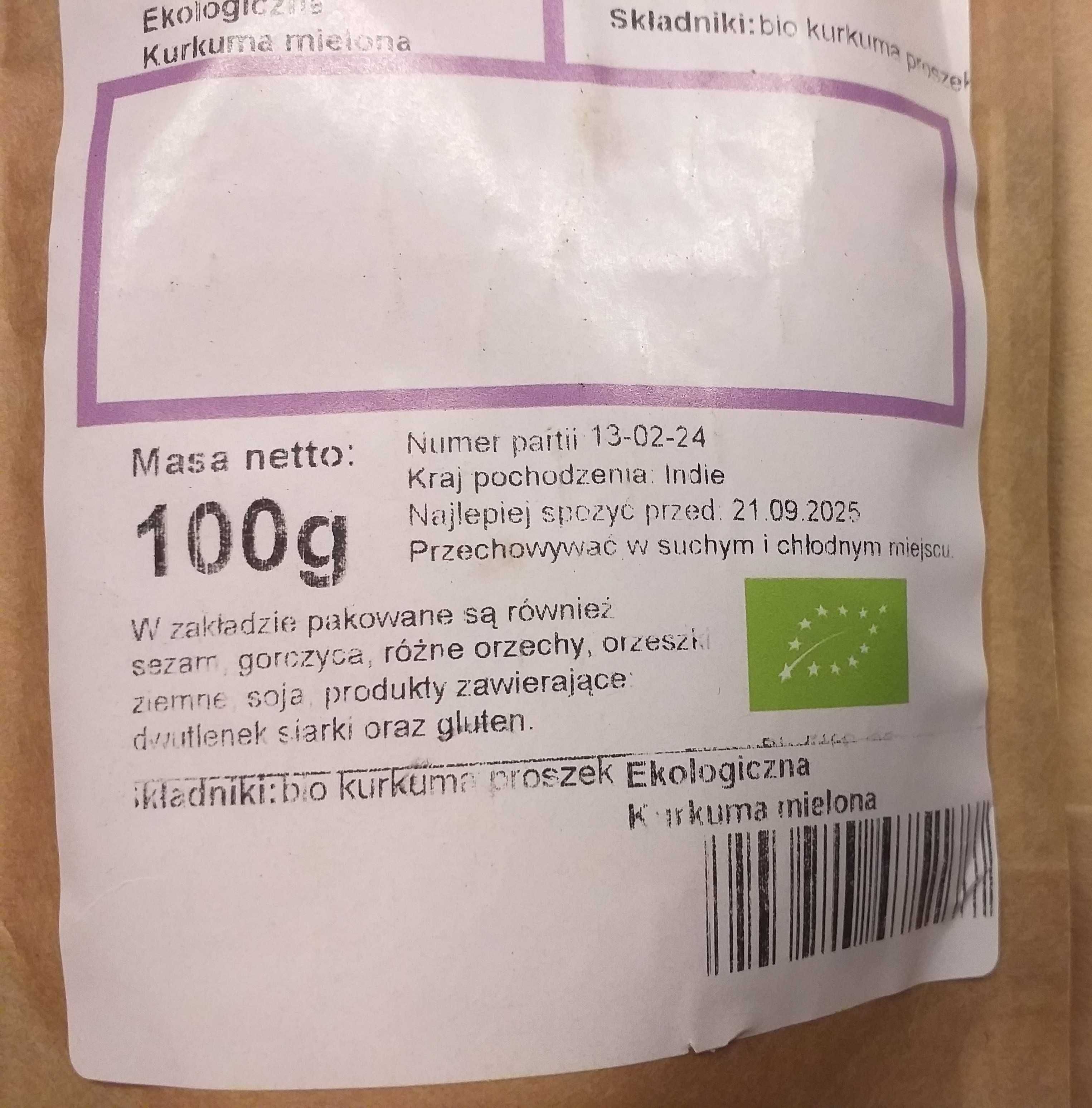 Bio kurkuma ekologiczna 2x 100 gr