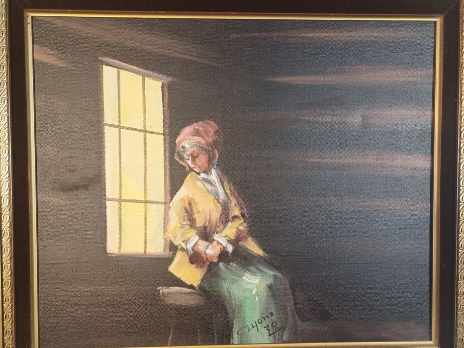 Stary obraz na płótnie sygnowany  .