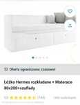 Łóżko Hermes rozkładane + materace 80x200 + szuflady