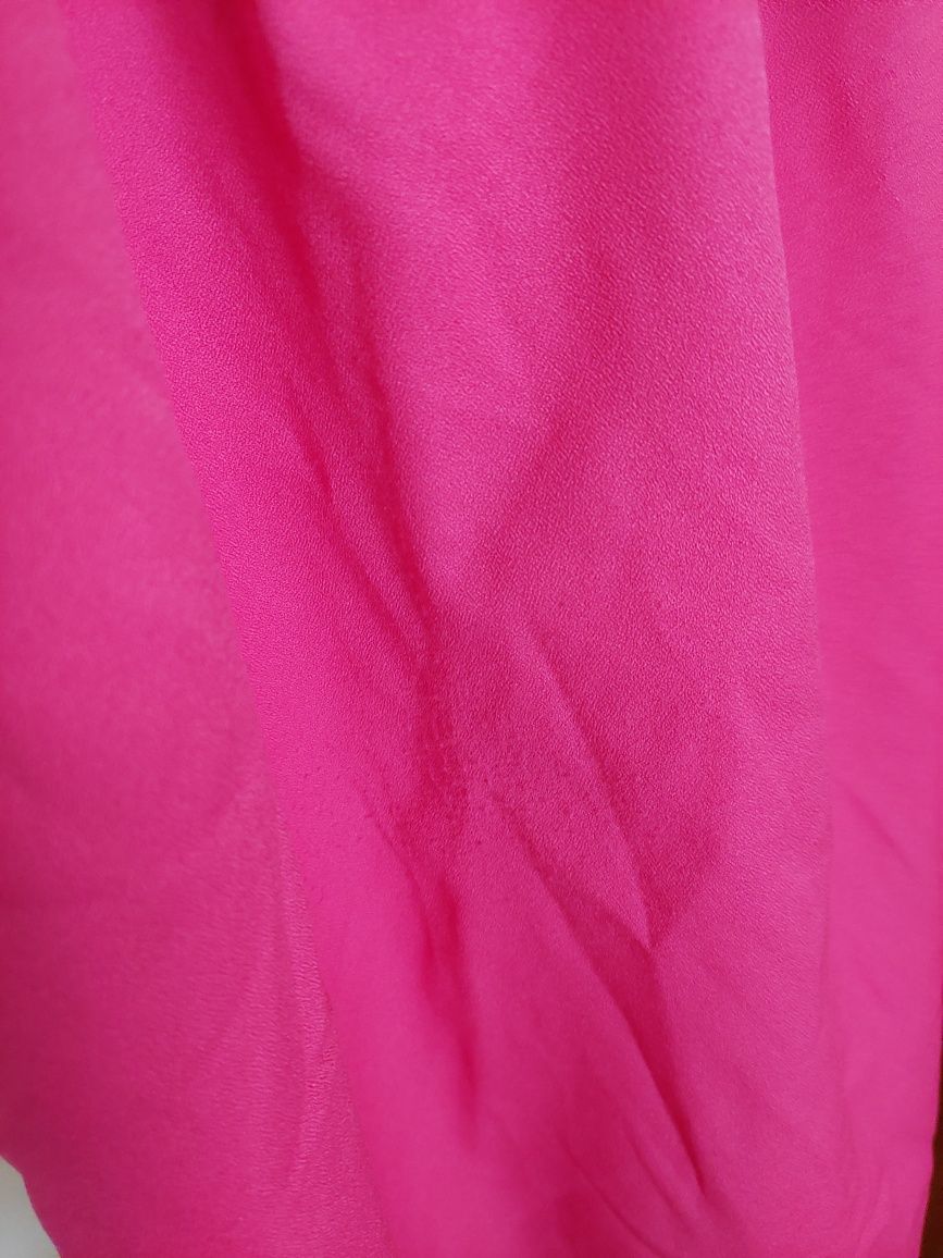 Vestido rosa choque manga balão
