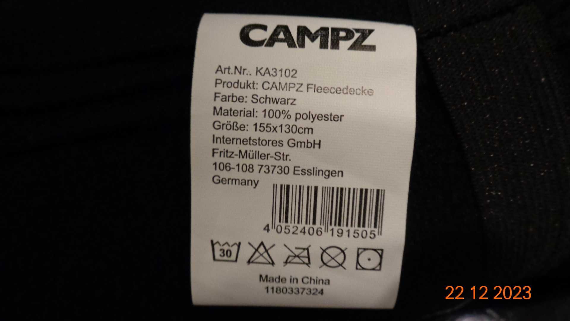 Campz koc polarowy 155cm x 130 cm 6 sztuk