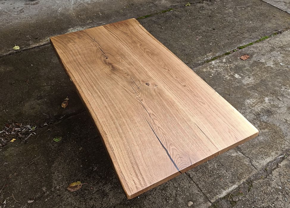 Blat dębowy na stolik kawowy 140x70-73 Live Edge na stół biurko