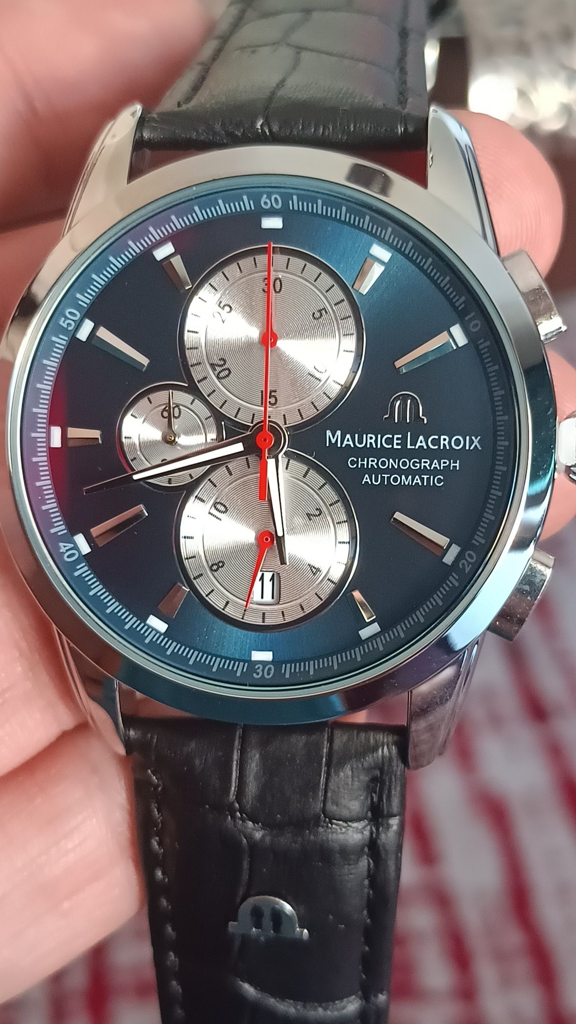 Maurice elegancki zegarek chronograf piękna tarcza