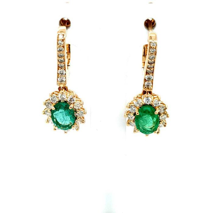 Kolczyki złote ze szmaragdami i brylantami 17/20/24