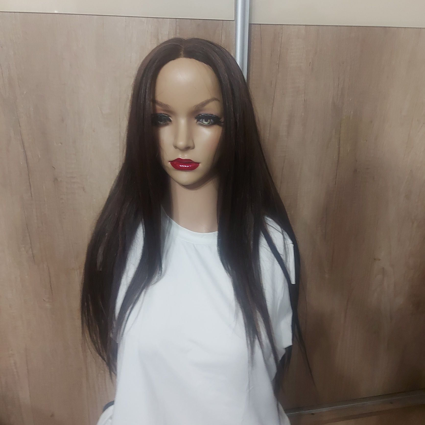 Peruka lace front 13x6x1 wlosy syntetyczne brąz