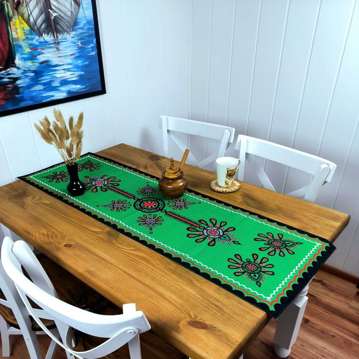 Folkowy Bieżnik na Stół 120x40 cm – Polski Produkt, Laserowy Nadruk