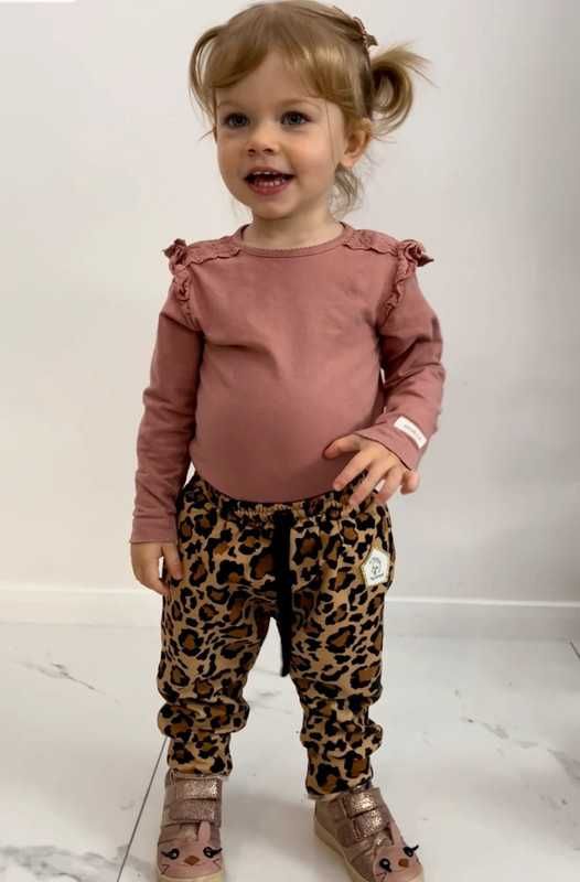 Komplet Hey Popinjay spodnie baggy 80/86 print animal na jesień Gepard