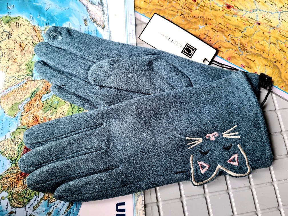 Damskie rękawiczki zimowe ocieplane marki Code nowe modne