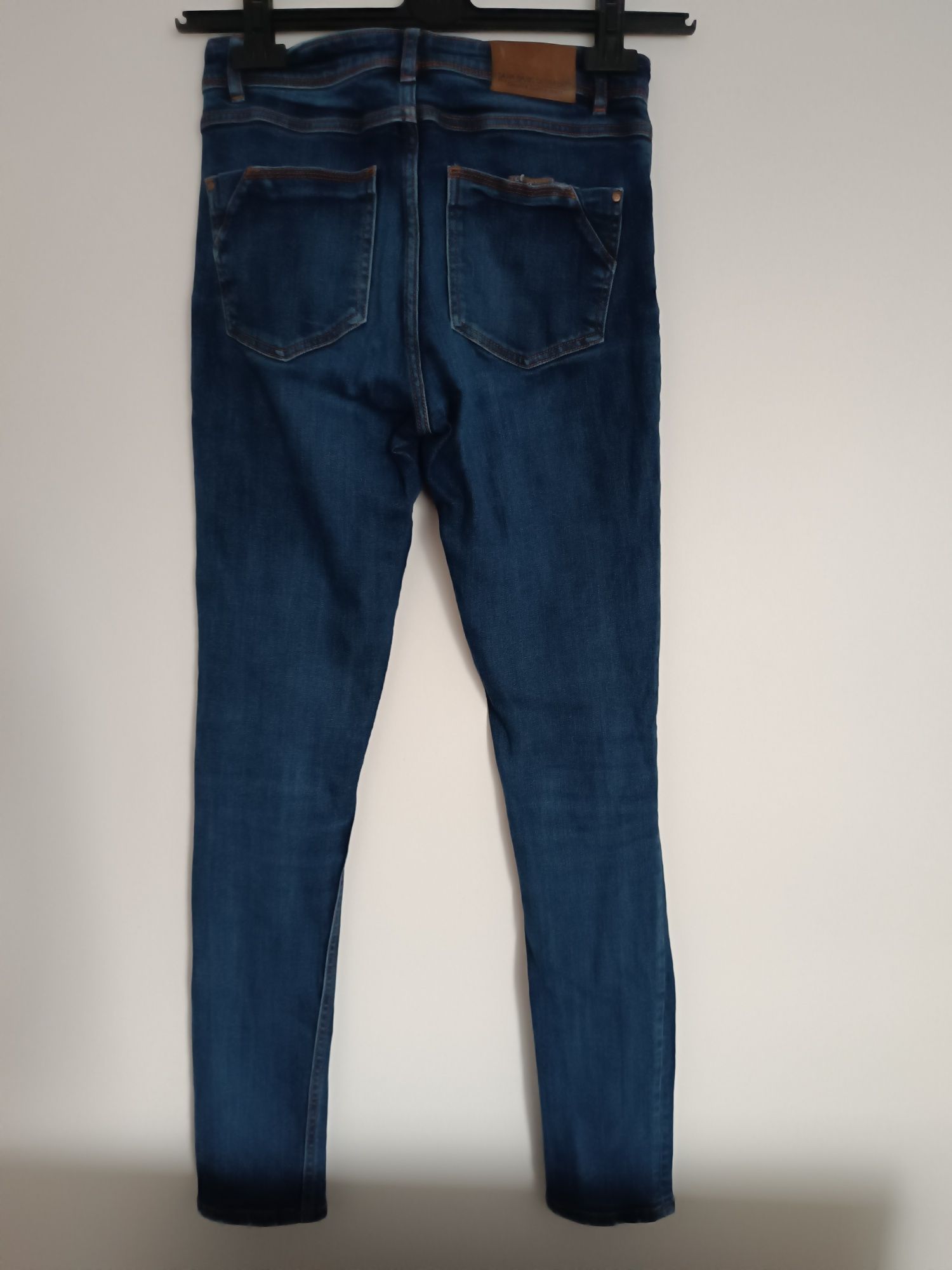 Zara denim granatowe spodnie damskie jeansy 36 S Z1975 rurki długa nog