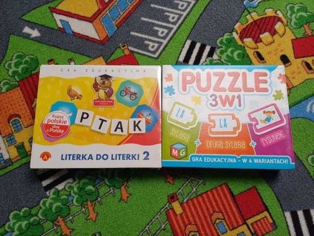 Gry edukacyjne Puzzle 3 w 1 oraz Literka do Literki - nowa