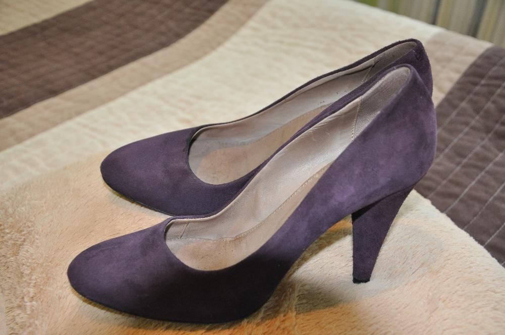 Fioletowe Czółenka/szpilki Tommy Hilfiger skóra zamsz