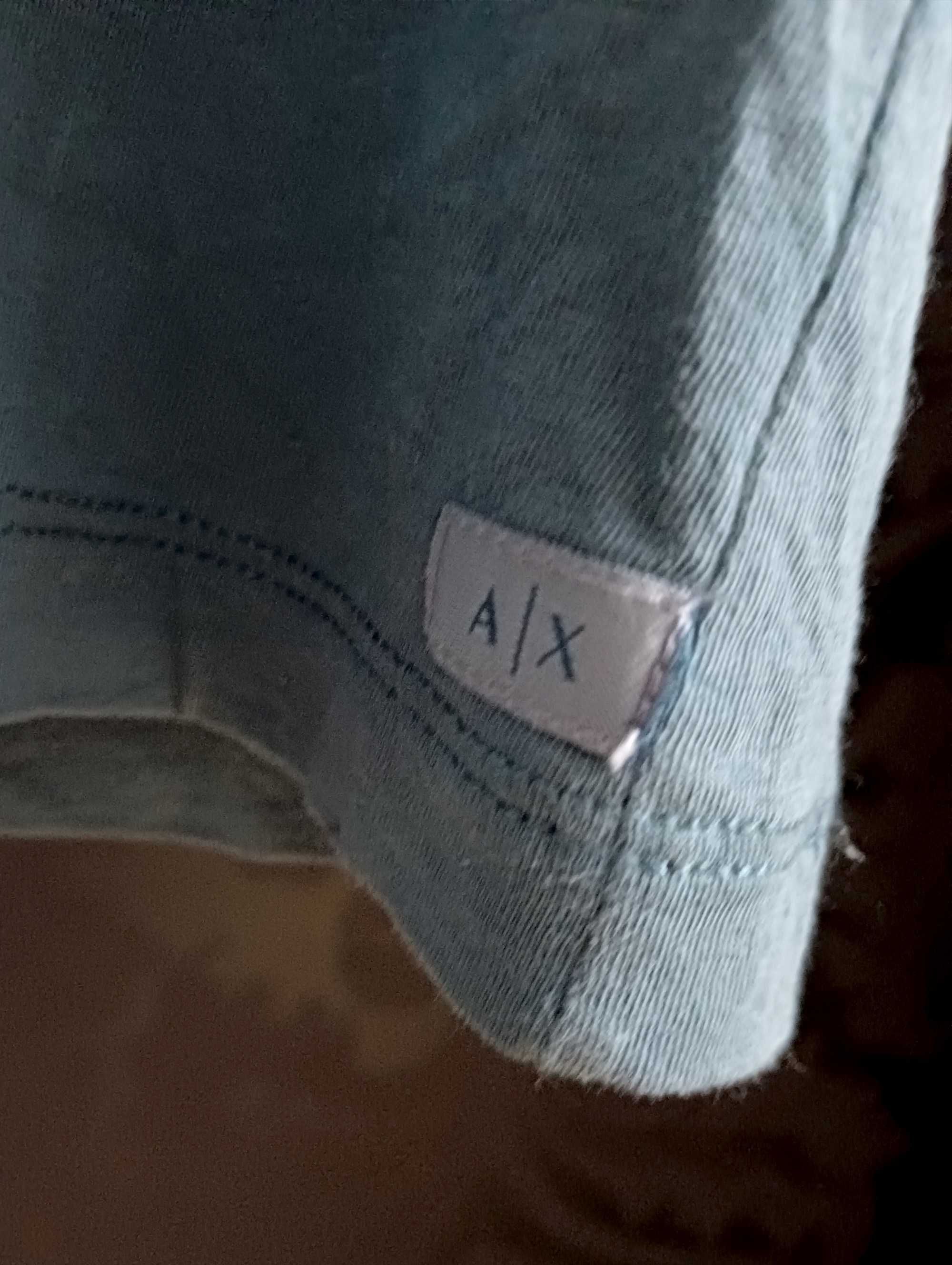 Koszulka Armani Exchange L basic turkusowa długa oversized damska