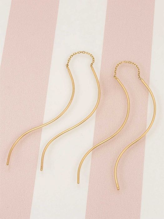 Złote kolczyki przeciągane fala 60mm próba 585