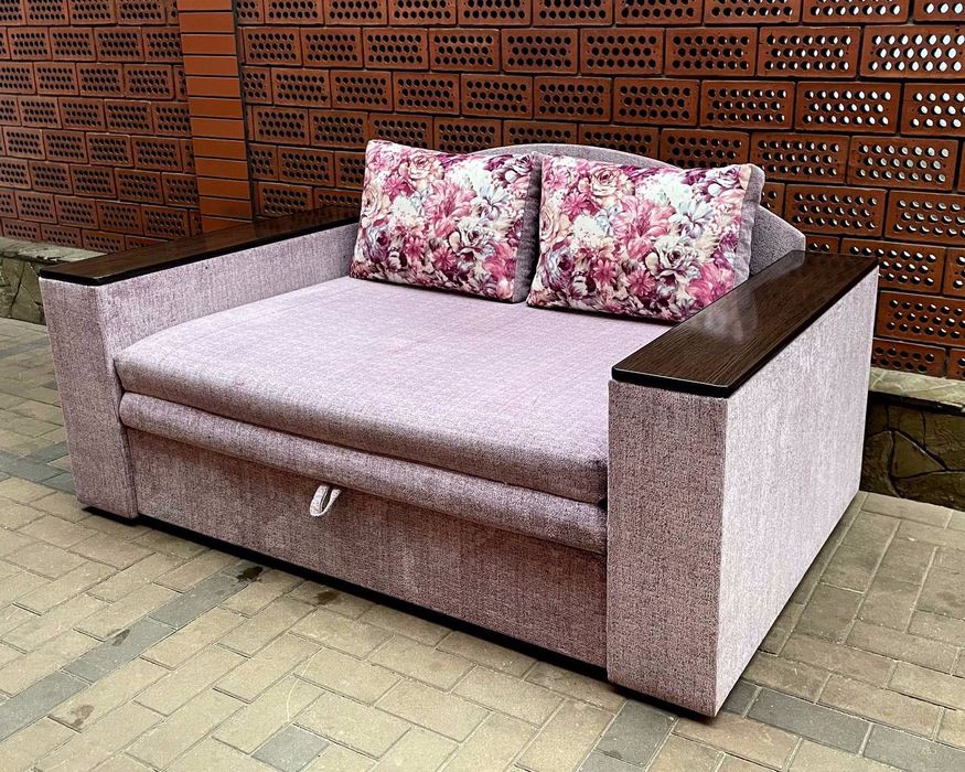 Диван «Мілена»з підлокітниками-тумбами  із спальним місцем 130 см