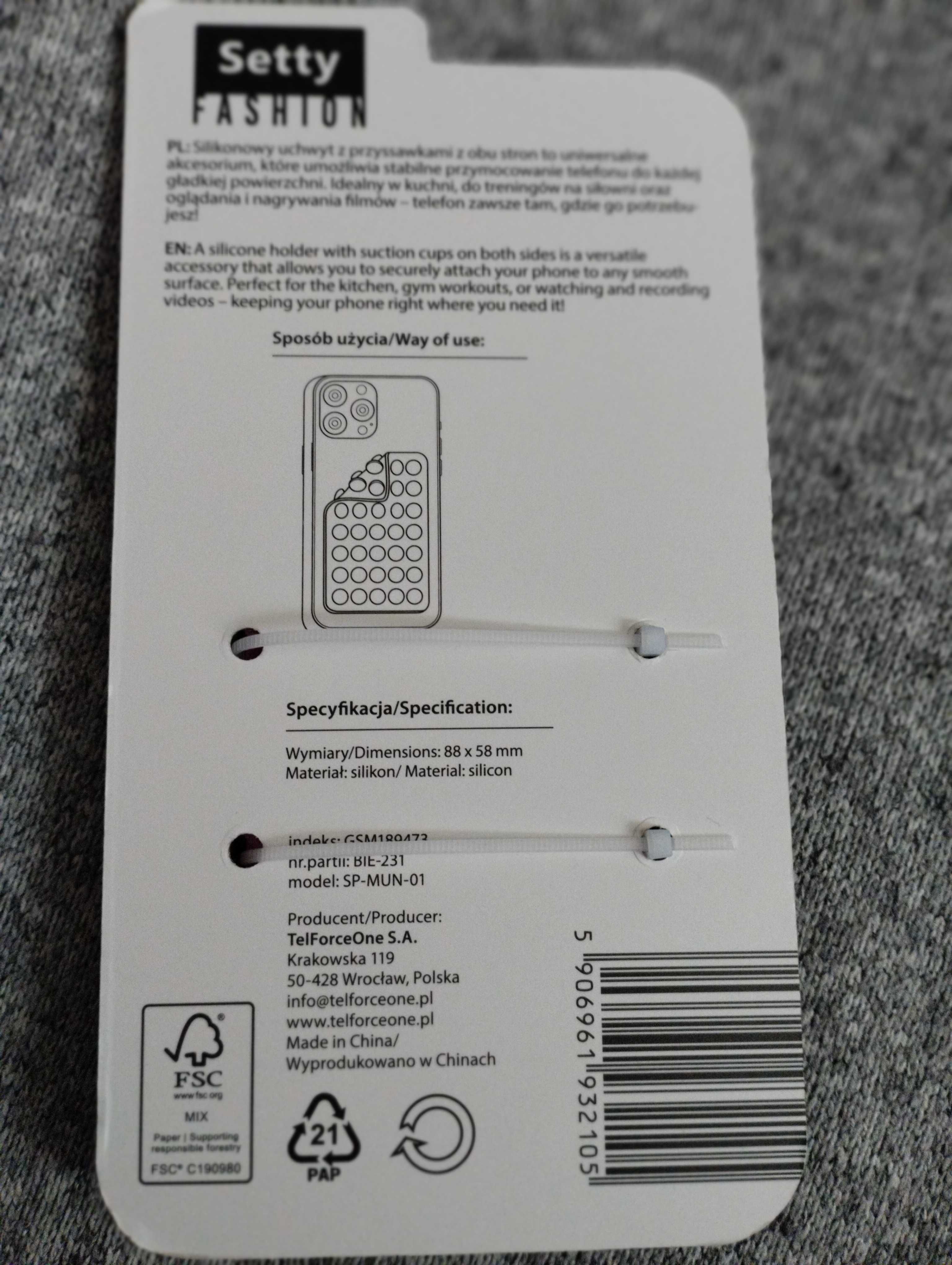 Dwustronna silikonowa przyssawka samoprzylepną do telefonu komórkowego