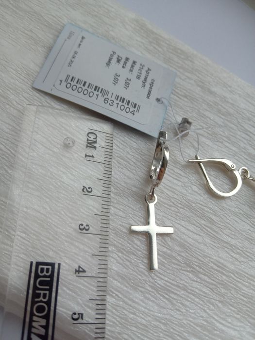 Серебряеые серьги сережки крестики подвески висюльки серебро 925 проба