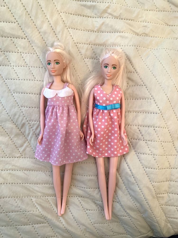 Dwie lalki jak barbie zestaw lalka sukienki blondynki