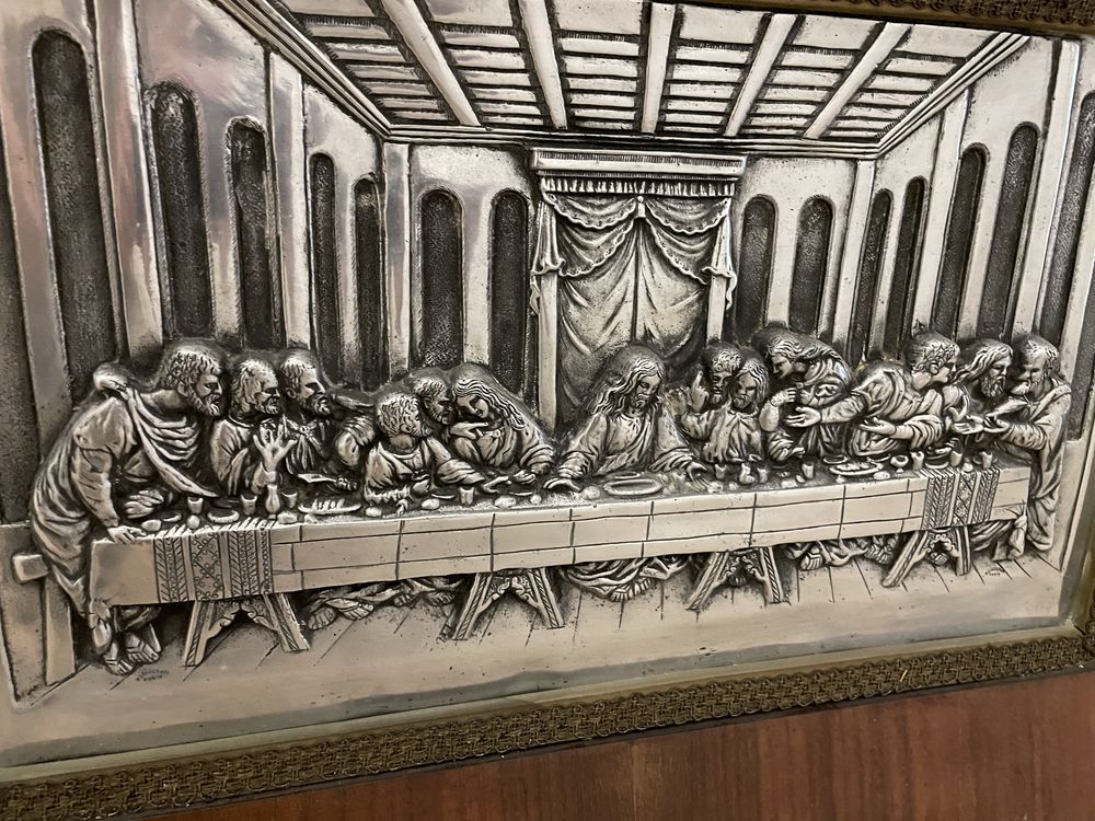 Quadro em Estanho da "Última Ceia" com moldura