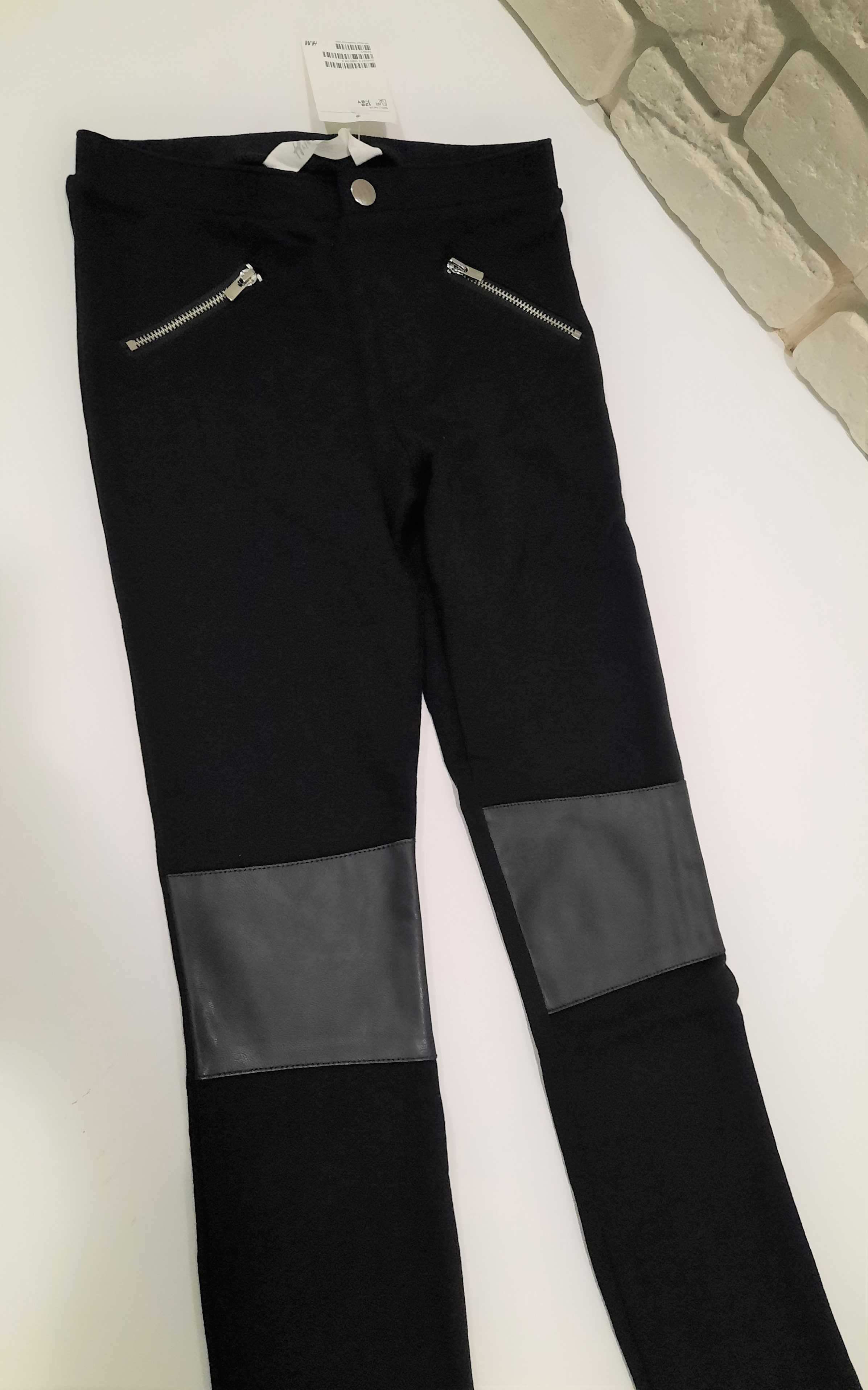 Tregginsy czarne spodnie legginsy getry H&M roz 128 ala skóra