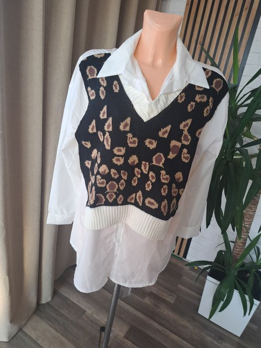 Koszula z kamizelka Biała 48