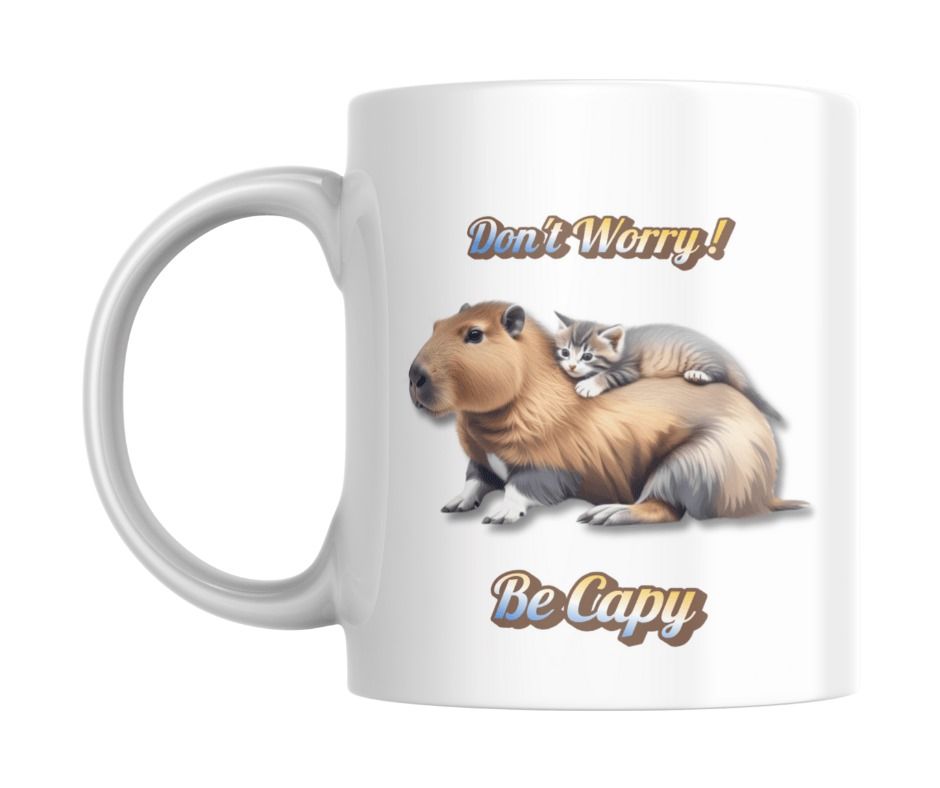 Kubek Ceramiczny Kapibara Don't Worry Be Capy Upominek Prezent