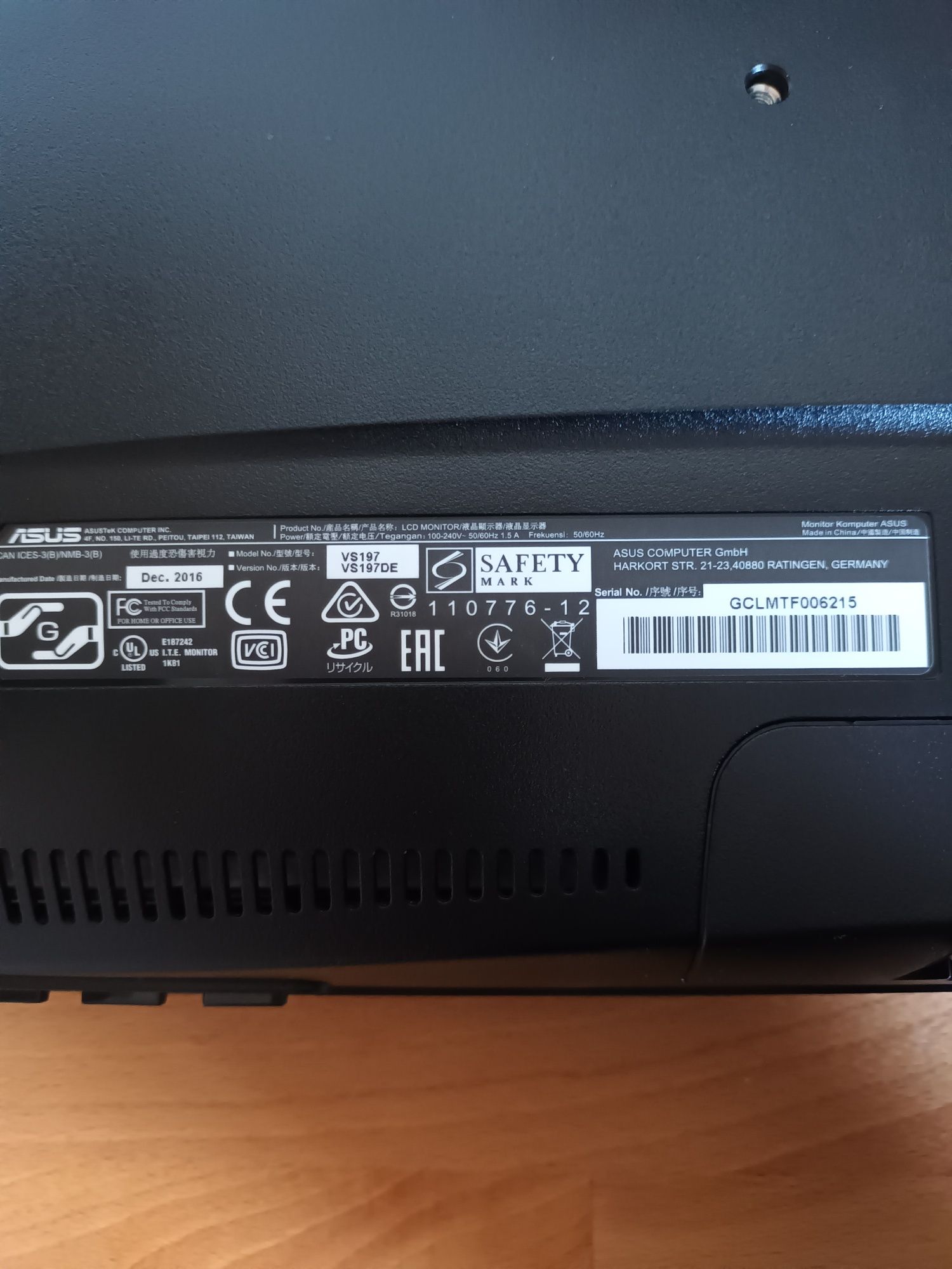 Monitor Asus VS197