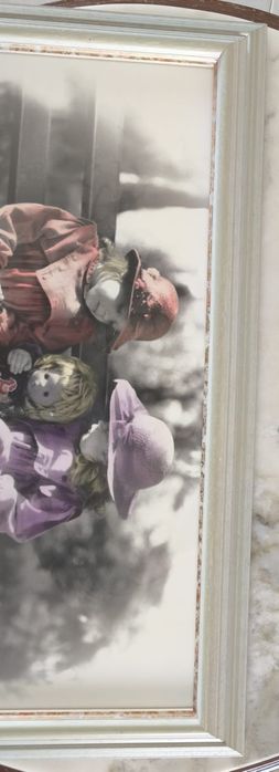 Quadro crianças moldura madeira