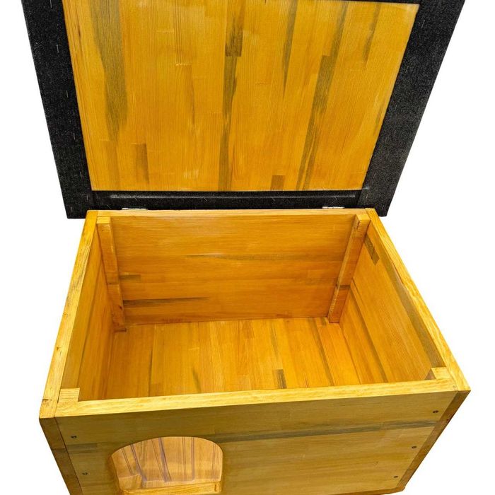 Дерев'яна будка для собаки з відкривним дахом жовта