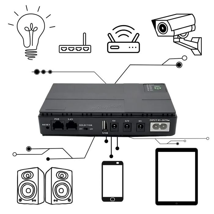 Mini UPS ДБЖ для WI-Fi роутера на 10400mAh. Підтримує 5/9/12В. DC1018P