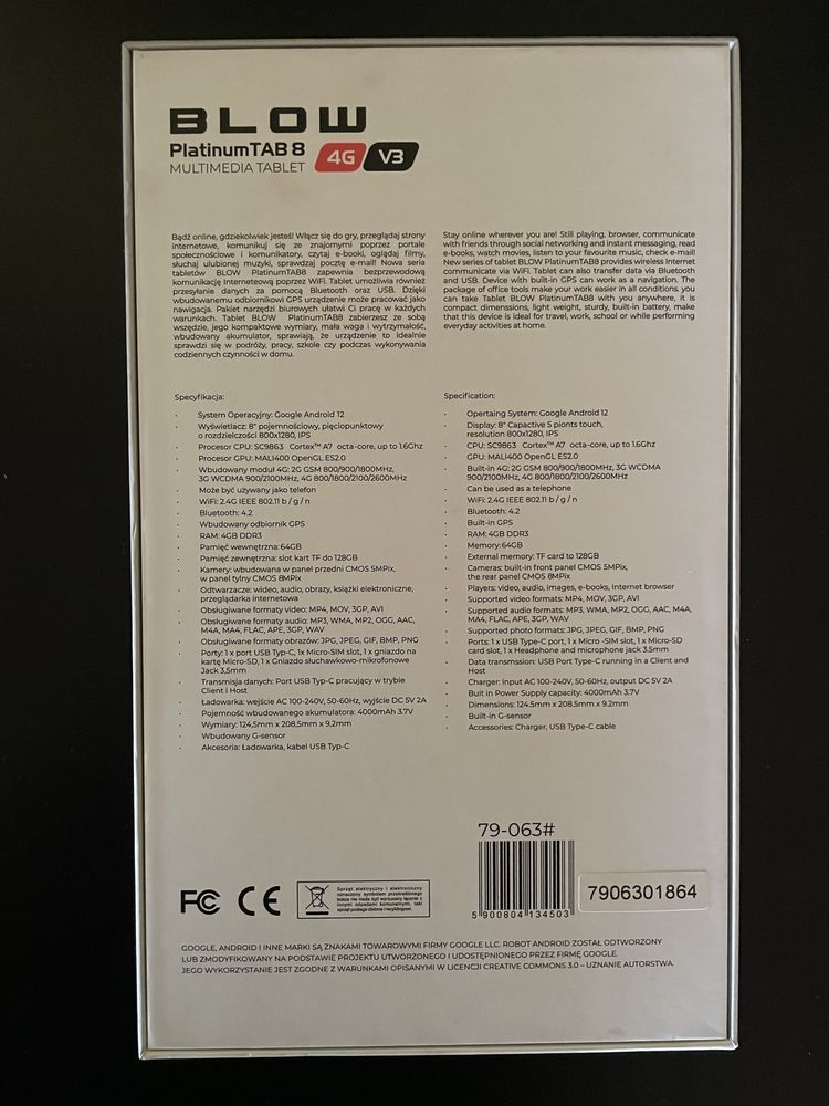 Tablet multimedialny Blow PlatinumTAB 8 4G 64 GB