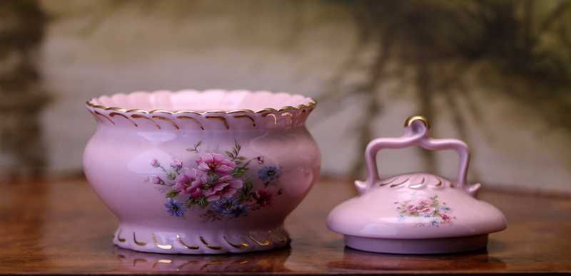 Cukiernica Różowa porcelana JPM Chodov lata 90-te Bohemia Czechy