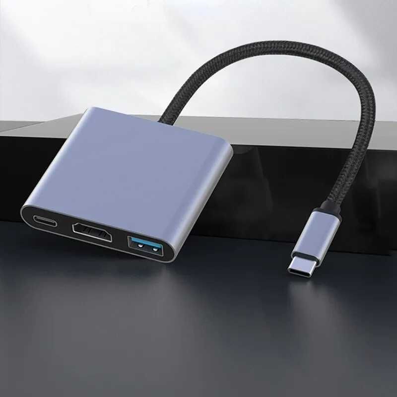 Адаптер Type-C - HDMI + USB HUB + зарядка 3 in 1