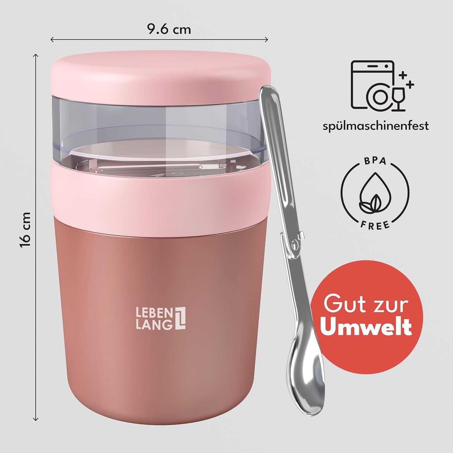 LEBENLANG Kubek na musli To Go z łyżeczką