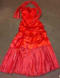 czerwona suknia / sukienka balowa / weselna ; 3-częściowa; r.38