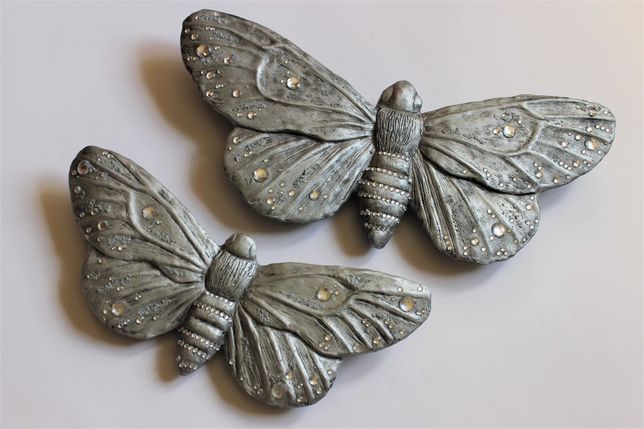 dekoracja ścienna ćma motyl srebrna