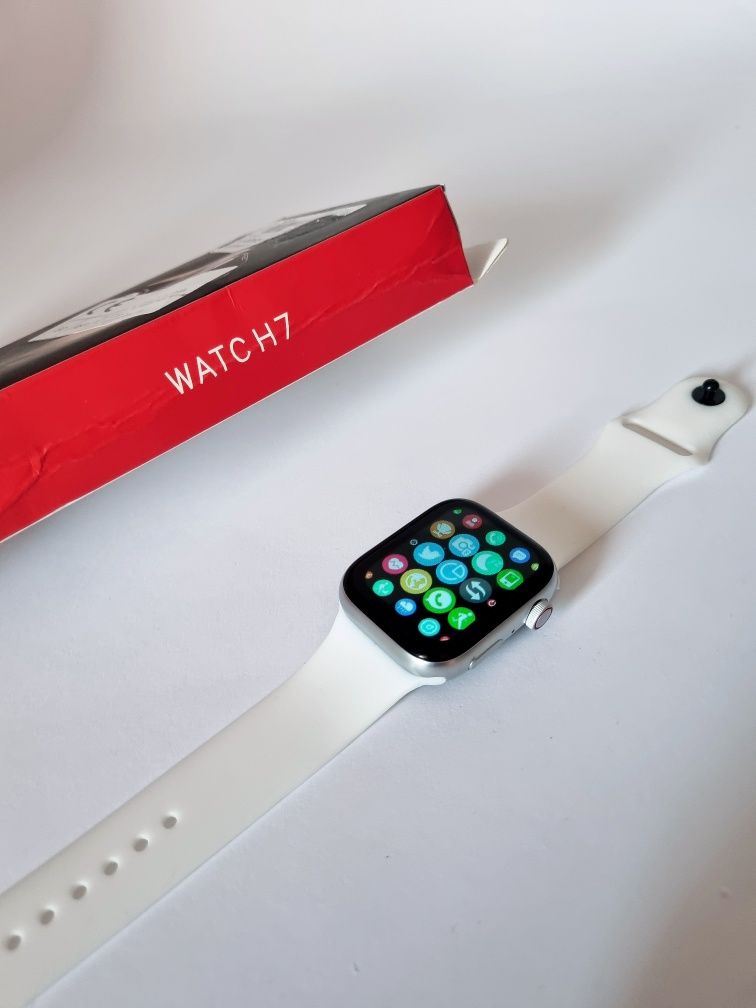 Smartwatch srebrny biały paseczek nowy