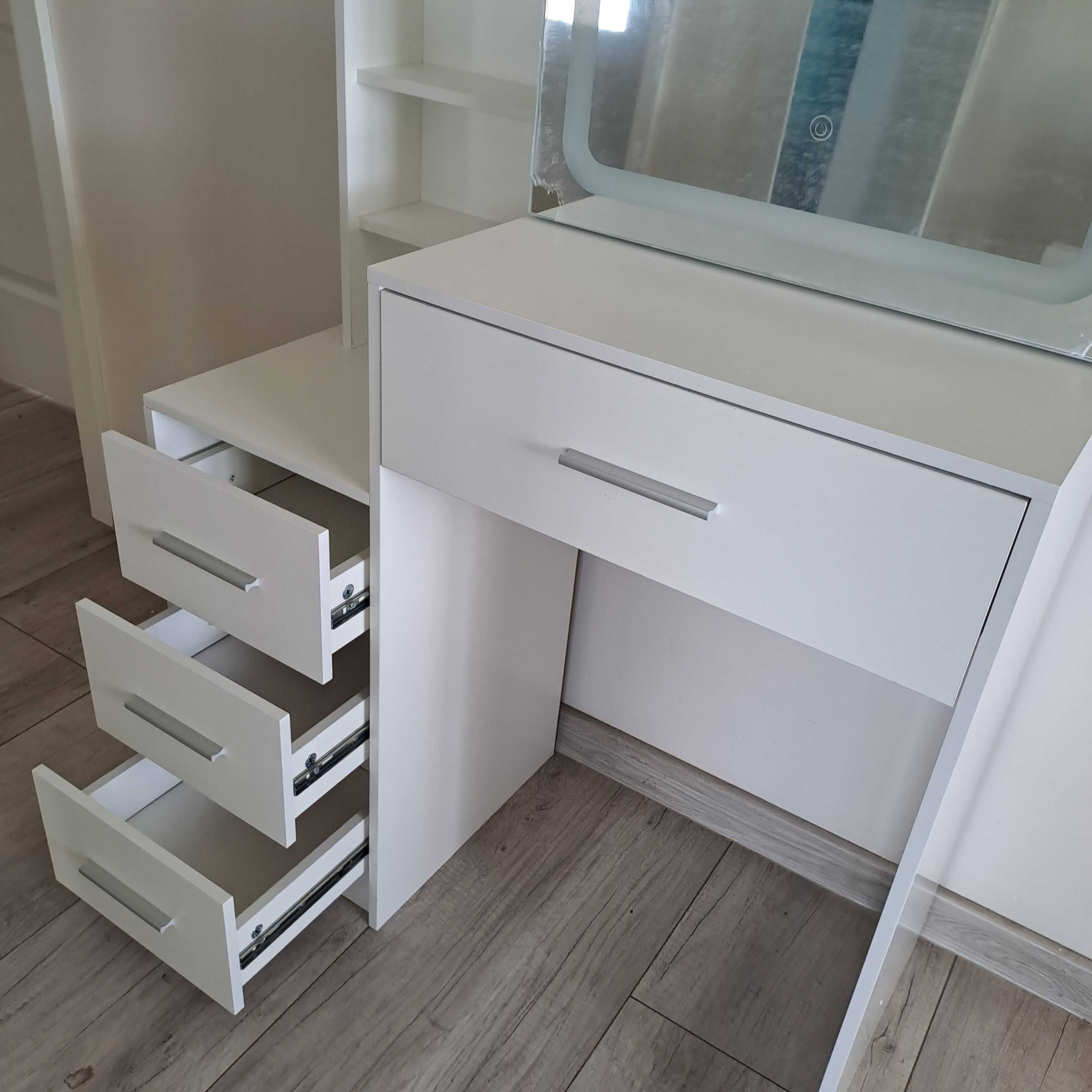 Toaletka z wysuwanym lustrem LED 3 barwy światła biała NOWA