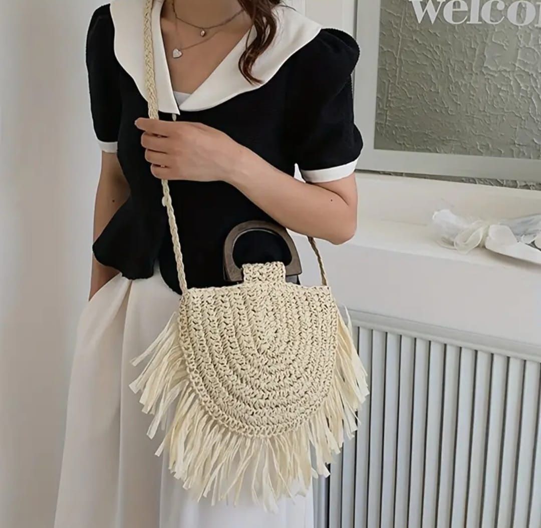 Boho torebka shopper bag listonoszka trawa morska pleciona koszyk boho