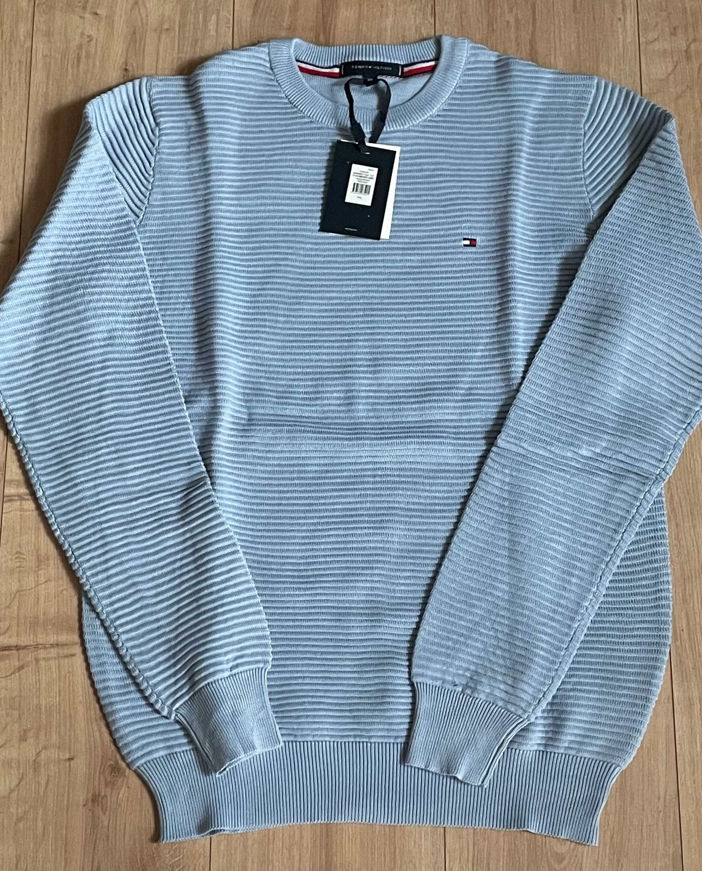 Sweter męski Tommy Hilfiger r. XXL niebieski 100% bawełna